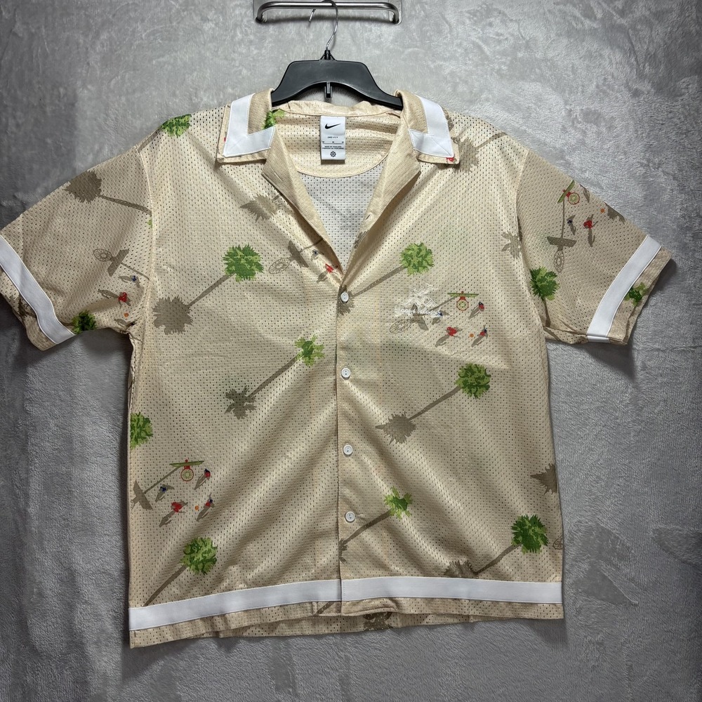 Nike Dri-FIT Collared Shirt Palm Tree Pattern Beige Medium